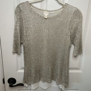 Chicos Metallic Mesh Sweater with Cream Lining (0)